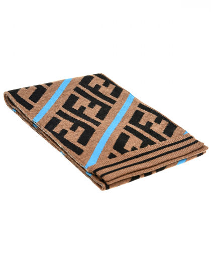 Коричневый шарф с логотипом Fendi | Фото 1