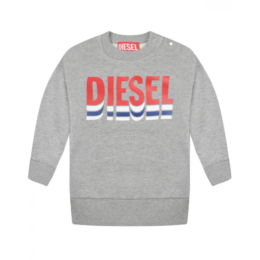Серый свитшот с красным лого Diesel | Фото 1