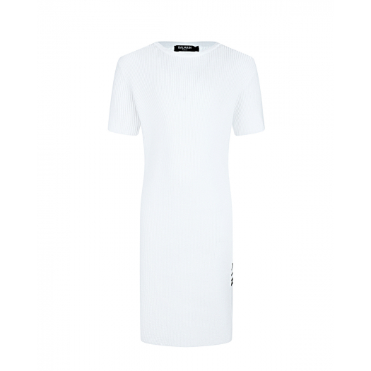 Белое платье с короткими рукавами Balmain | Фото 1