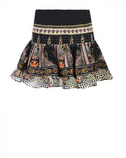 Шелковая мини-юбка с эластичным поясом  | Фото 1