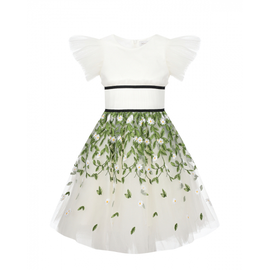 Белое платье с вышивкой Monnalisa | Фото 1