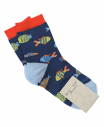 Синие носки с разноцветными рыбками
