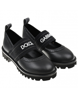 Черные туфли Mary Jane с фирменной резинкой Dolce&Gabbana Черный, арт. D10960 AW087 89690 | Фото 1