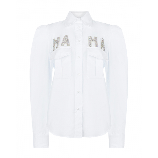 Белая рубашка с декором из страз Forte dei Marmi Couture | Фото 1