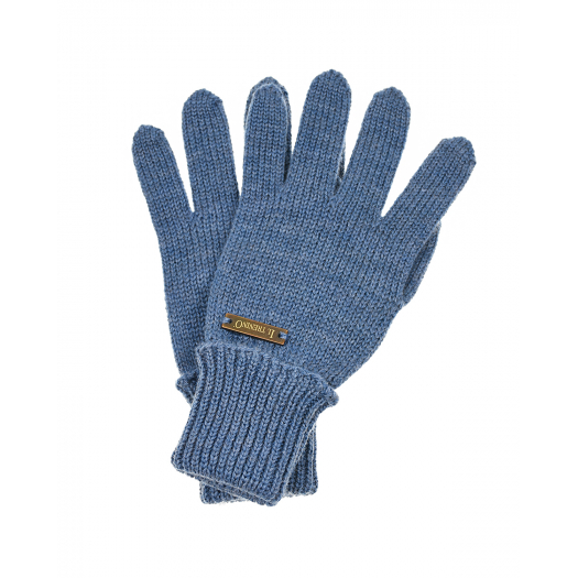 Голубые перчатки из шерсти Il Trenino | Фото 1