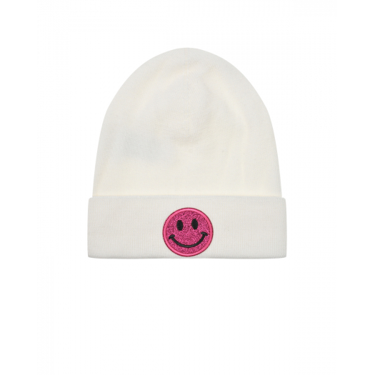 Белая шапка с розовым смайлом Regina | Фото 1