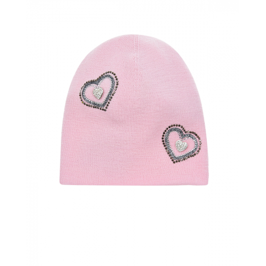 Розовая шапка с сердечками Regina | Фото 1