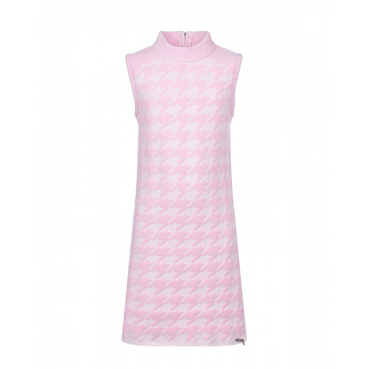 Розово-белое платье в гусиную лапку Guess | Фото 1