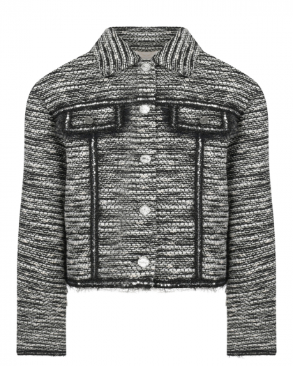 Черно-белый пиджак с отделкой пайетками Genny | Фото 1