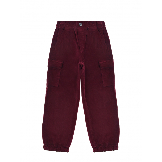 Бордовые вельветовые брюки с карманами-карго Aletta | Фото 1