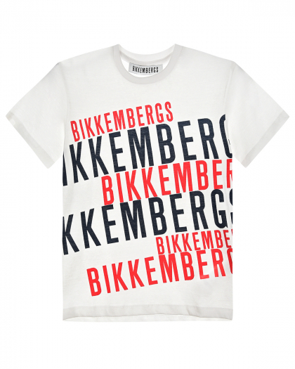 Белая футболка с разноцветным логотипом Bikkembergs | Фото 1