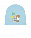 Голубой комплект с принтом &quot;Мишки&quot;: комбинезон, шапка и слюнявчик Moschino | Фото 5