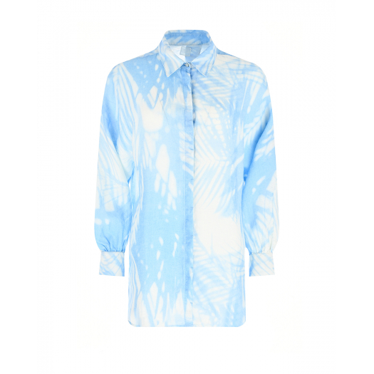 Голубая рубашка с принтом &quot;пальмы&quot; 120% Lino | Фото 1