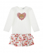 Комплект: толстовка и юбка с сердечками Moschino | Фото 1