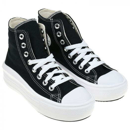 Высокие черные кеды с белыми шнурками Converse | Фото 1