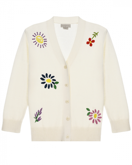 Белый кардиган с цветочной вышивкой Stella McCartney | Фото 1