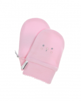 Розовые варежки-царапки Kissy Kissy Розовый, арт. KG405249O PINK K650 | Фото 1