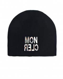 Черная шапка с логотипом Moncler Черный, арт. 9Z748 00 A9649 999 | Фото 1