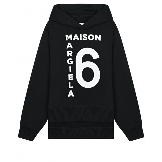 Черная толстовка-худи с белым лого MM6 Maison Margiela | Фото 1