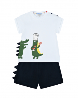 Комплект: футболка и шорты с принтом &quot;крокодилы&quot; Paul Smith Мультиколор, арт. P08043 10P | Фото 1