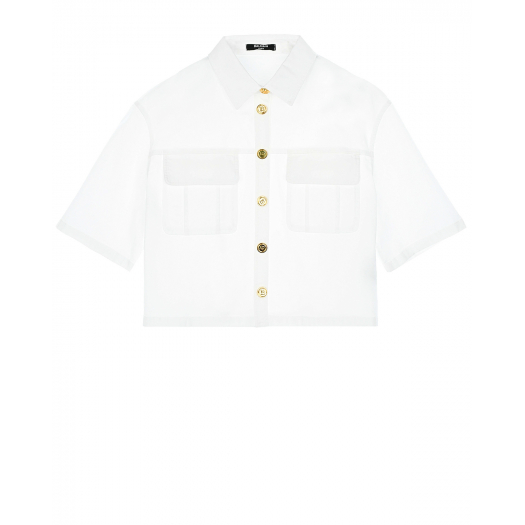 Белая рубашка с короткими рукавами Balmain | Фото 1