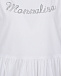 Белое платье с логотипом из страз Monnalisa | Фото 3