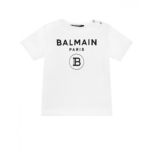 Белая футболка с черным логотипом Balmain | Фото 1