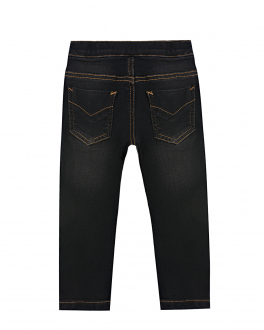 Черные джинсы с поясом-кулиской Sanetta Kidswear Синий, арт. 125777 9534 | Фото 2