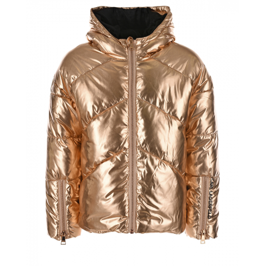Стеганая куртка золотого цвета Karl Lagerfeld kids | Фото 1