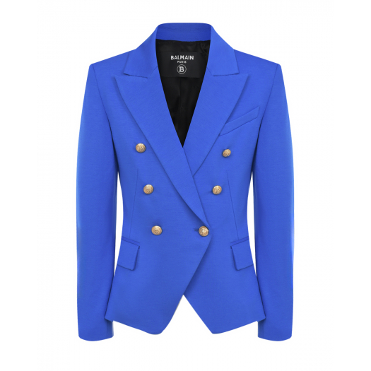 Синий двубортный пиджак Balmain | Фото 1