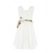 Белое платье с коричневым атласным поясом Aletta | Фото 1