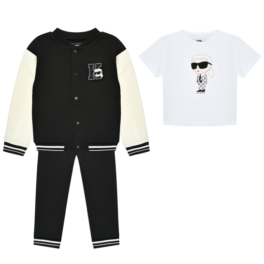 Комплект куртка бомбер и спортивные брюки + футболка с принтом Karl Karl Lagerfeld kids | Фото 1