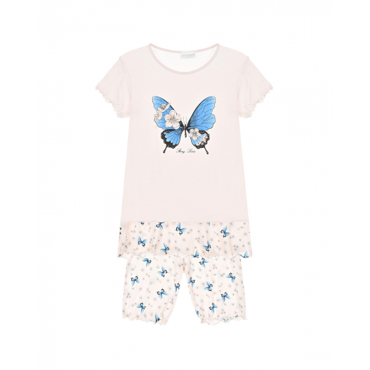 Пижама пудрового цвета с принтом &quot;Бабочки&quot; Story Loris | Фото 1