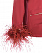 Шелковая пижама бордового цвета с декором на рукавах  | Фото 14