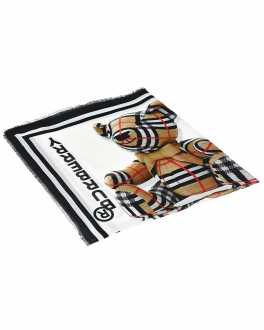 Хлопковый платок с логотипом Burberry Белый, арт. 8041246 TB BEAR CO WHITE A1464 | Фото 1