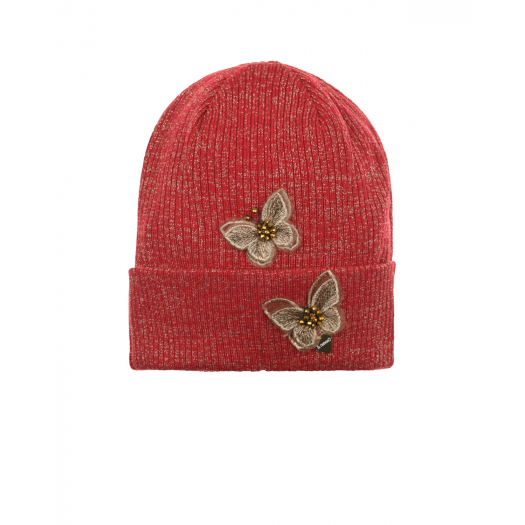 Красная шапка с аппликацией &quot;бабочки&quot; Il Trenino | Фото 1