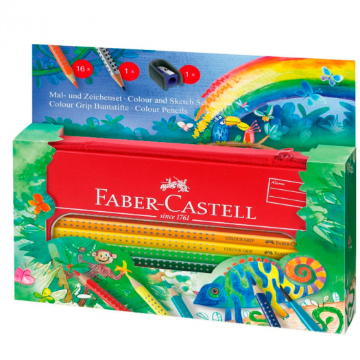 Карандаши цветные в подарочном наборе 18 предм. GRIP &quot;Джунгли&quot; Faber-Castell | Фото 1