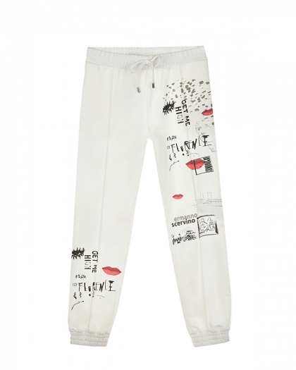 Белые спортивные брюки для девочек Ermanno Scervino | Фото 1