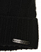 Черная шапка с меховым помпоном и стразами Swarovski  | Фото 3
