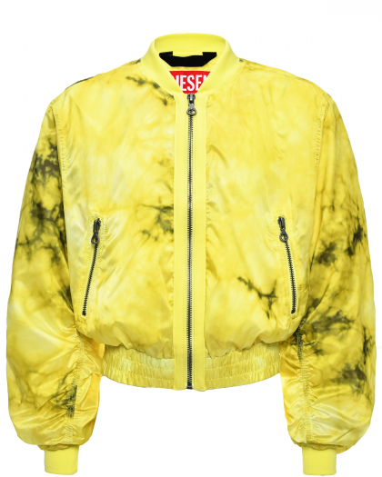 Куртка-бомбер с принтом tie dye, желтая Diesel | Фото 1
