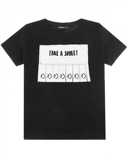 Черная футболка с принтом &quot;take a smile&quot; Yporque | Фото 1