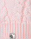 Розовая шапка из шерсти с меховым помпоном Joli Bebe | Фото 3