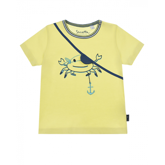Желтая футболка с аппликацией &quot;пират&quot; Sanetta Kidswear | Фото 1