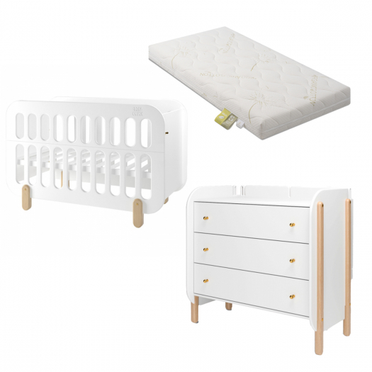 3 в 1 Комплект мебели BABY CHIPAK Детская кроватка, комод &quot;Снежное утро&quot; и Матрас    | Фото 1