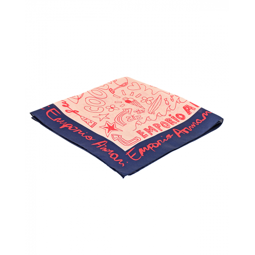 Шелковый платок с ярким принтом Emporio Armani | Фото 1