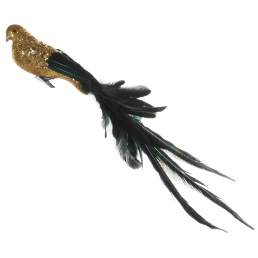 Декор Птица, хвост-перо фазана зеленый/золотой, 55 см SHISHI | Фото 1