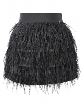 Черная юбка с отделкой перьями Miss Blumarine Черный, арт. IF2091T3245 22222 | Фото 1