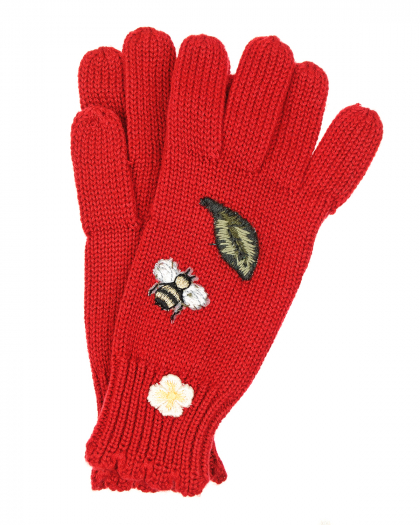 Перчатки с аппликацией и вышивкой Monnalisa | Фото 1
