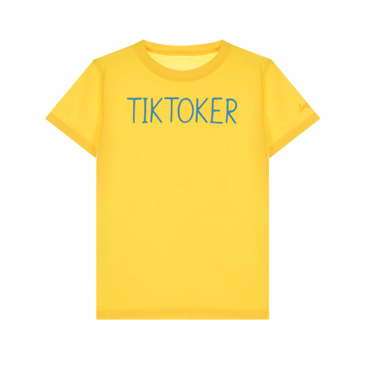 Желтая футболка с вышивкой &quot;Tiktoker&quot; Saint Barth | Фото 1
