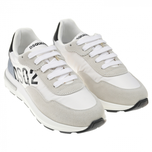 Белые кроссовки с серыми вставками Dsquared2 | Фото 1
